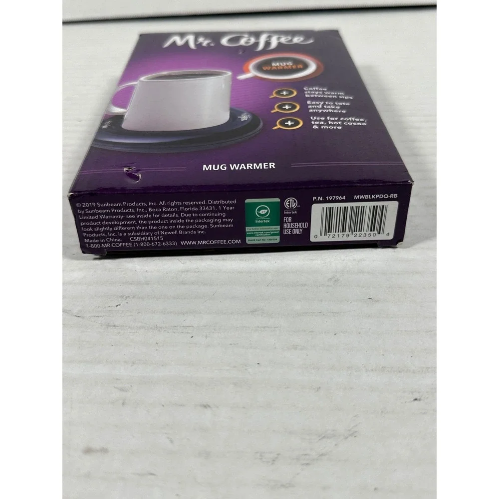 Mr. Coffee Mug Warmer Black Portable‎ Beverage Heater MWBLKPDQ-RB New